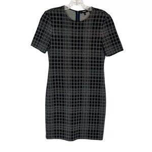 Theory Rijik Dress Black Plaid Structured Knit Shift 4 dark academia old money